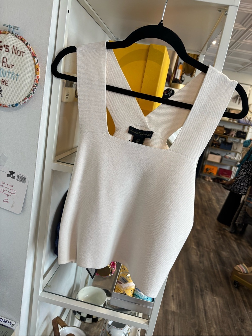 House of Harlow 1960 White Square-Neck Tank NWT